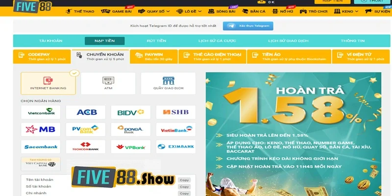 Nạp tiền Five88 nhanh chóng